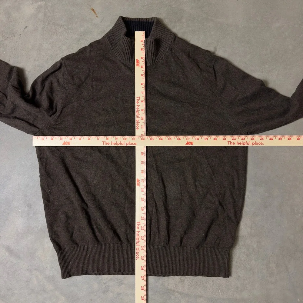 Eddie Bauer Quarter Zip Sweater Mens L Brown Cashmere Blend Old Money Heritage